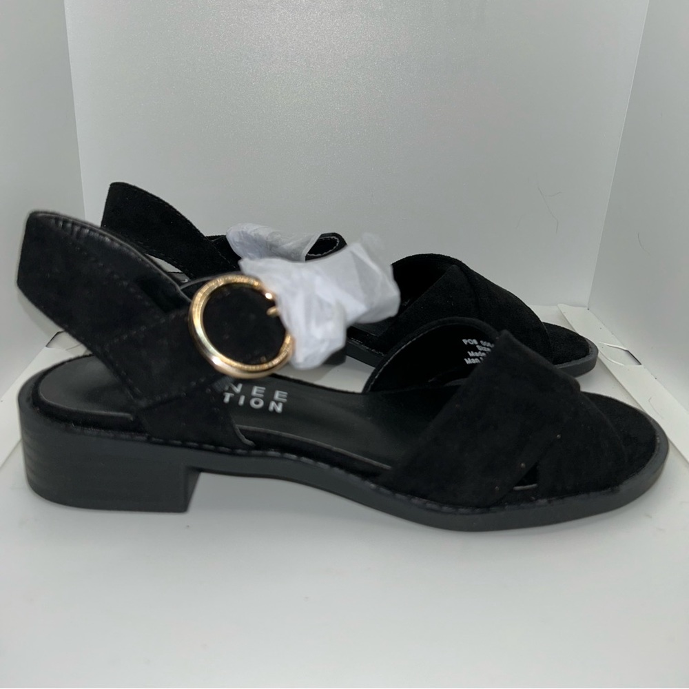 Journee Cressida black strappy suede feel sandal NIB